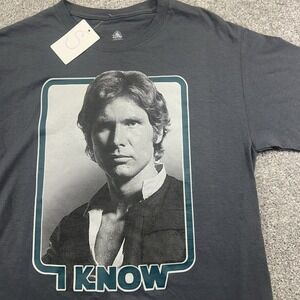 Disney Parks Star Wars T Shirt Adult Small Gray Han Solo I Know Shirt Mens
